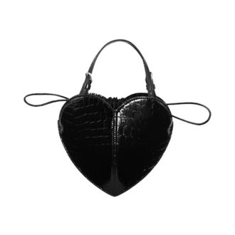 Rotate ROTATE Birger Christensen, Handbags, female, Black, Size: ONE SIZE Patent Croco Heart Bag