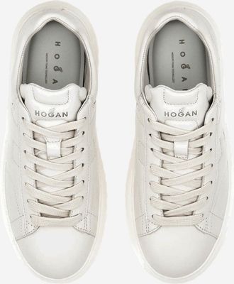 Hogan Womens Leather Sneakers H-Stripes White And Rubber Trainers