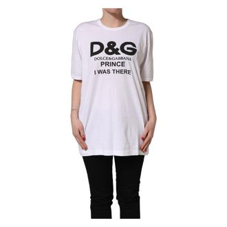 Dolce & Gabbana T-Shirts, female, White, Size: XL Prince I Was There Crew Neck T-shirt