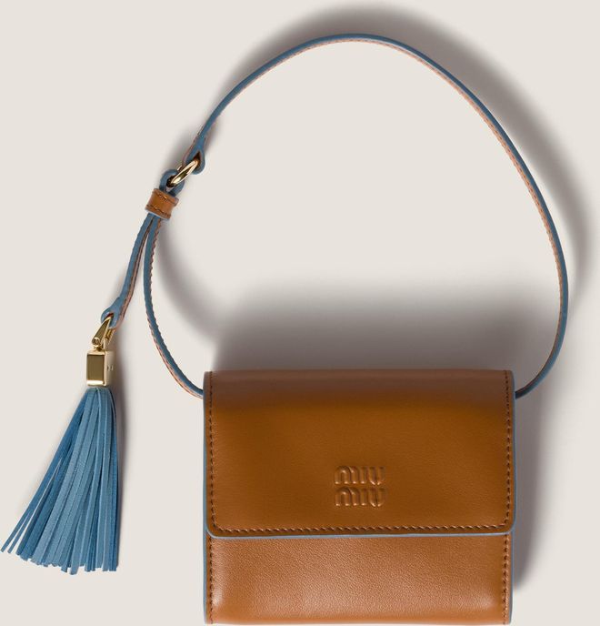 Leather wallet with shoulder strap