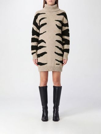 Moschino Zebra-Print Wool-Blend Turtleneck Jumper Dress
