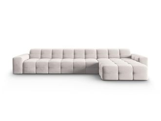 MICADONI Sof&aacute; esquinero derecho 5 plazas de terciopelo gris claro