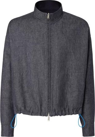 Fendi Blue Textured Reversible Jacket