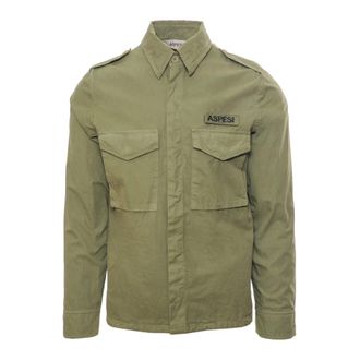 Aspesi Light Jackets, male, Green, Size: S Field Shirt Jacket