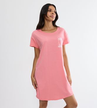 Triumph Nachthemd TRIUMPH Nightdresses NDK X 02, Damen, Gr. 44, N-Gr, cherry rose, Jersey, Obermaterial: 100% Baumwolle, Rundhals, Kleider Nachthemd, weich un