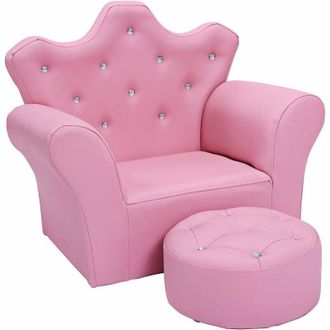 Costway Sof&aacute; Infantil Con Reposapi&eacute;s Sof&aacute; Para Ni&ntilde;os 58 X 31 X 49 Cm Sof&aacute; Princesa Acolchada