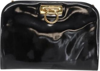Ferragamo Tweedehands leren schoudertassen - Dames - Vintage Clutch - Zwart - ONE Size - Vintage