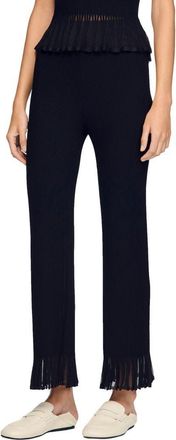 Sandro Ruffled knit trousers in Black at Nordstrom, Size 34 Eu