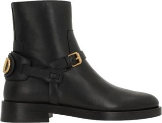 Valentino Garavani VLogo Boots - Dames - Enkellaarsjes - Zwart - 40 EU - Leer - Schoenen