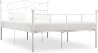 vidaXL Vidaxl - Bed Frame without Mattress with Headboard White 160x200 cm Metal
