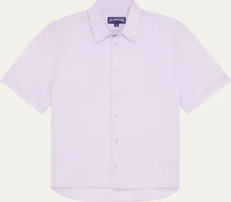 Vilebrequin Mens Short-Sleeve Button-Down Linen Shirt
