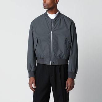Jil Sander Bomber con zip grigio in cotone