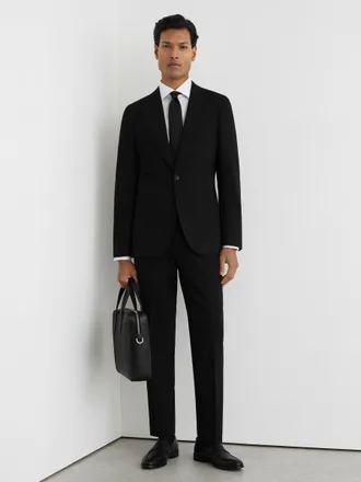 Reiss Black Belmont Single-breasted Suit Jacket Tailored-fit With Wool, 38