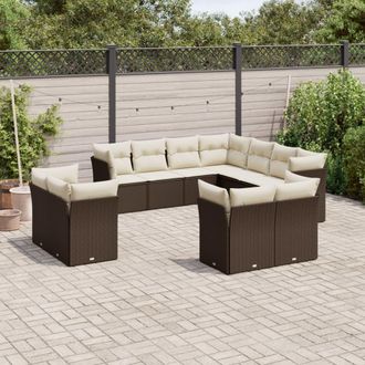 vidaXL Set De Sof&aacute;s De Jard&iacute;n 11 Pzas Cojines Rat&aacute;n Sint&eacute;tico Marr&oacute;n Vidaxl