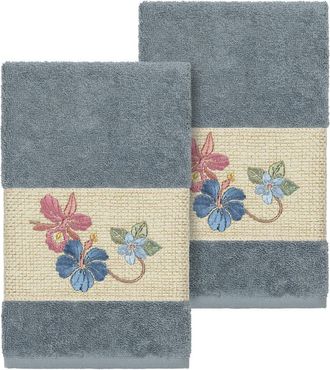 Linum Home Textiles 100% Turkish Cotton Caroline 2Pc Embellished Hand Towel Set