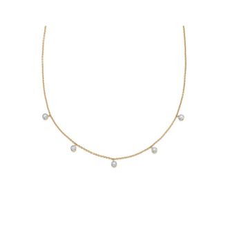 Monica Vinader Gold Fiji Tiny Button Diamond Necklace Adjustable 43cm/17 Diamond