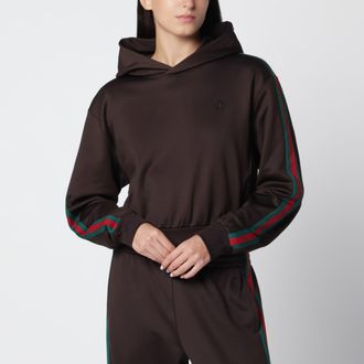 Gucci Felpa corta in jersey stretch Deep Chocolate