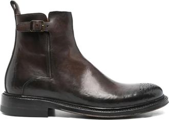 Silvano Sassetti Geperforeerde laarzen met gesp - Bruin