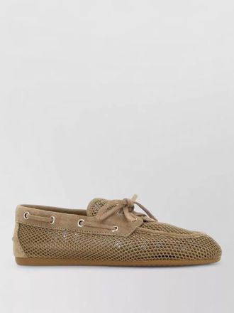 Miu Miu mesh loafers eyelet accents lace detail