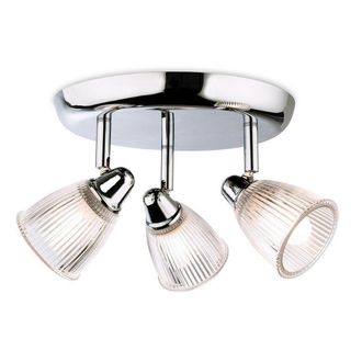 Netlighting Echo 3 Light Bathroom Flush Light Chrome with Clear Ribbed Glass IP44 G9 in Grey