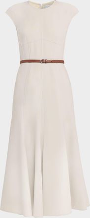 Gabriela Hearst Crowther Cap-Sleeve Corset Midi Dress