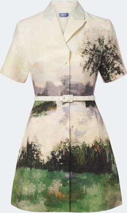 LEO LIN Brigitte printed linen-blend shirt dress