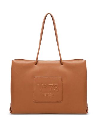 V&deg; 73 Borsa tote con logo goffrato - Marrone