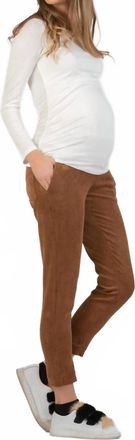 Attesa Maternity Velvet Pocket Pants - Maternity In Brown