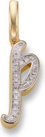 Monica Vinader Gold Alphabet P Diamond Pendant Charm Diamond