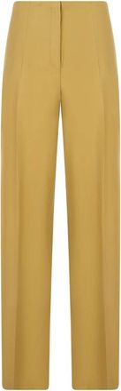 Alberta Ferretti Broeken, Dames, Geel, M, Leer, Klassieke Broek met Hoge Taille