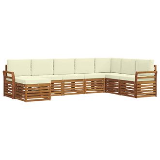 vidaXL Conjunto De Sof&aacute;s De Exterior Con Coj&iacute;n 8 Pcs Natural Y Crema Vidaxl