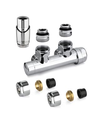 APM Kit V&aacute;lvula H Termost&aacute;tica Cuadrada Color Cromo Con Adaptador Para Tubos De Cobre Apm 343kc 015 R 12 Cromo