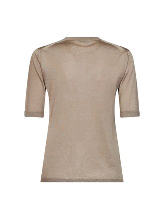 Max Mara Womens Top Mxmaceti Stone Silk-Cashmere Beige Knitwear Sweater