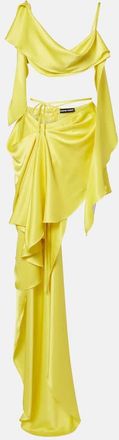 DAVID KOMA Draped satin top and skirt set