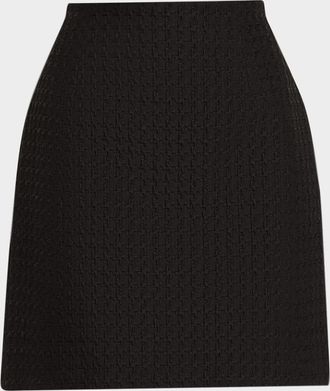 Lafayette 148 New York A-Line Houndstooth Jacquard Mini Skirt