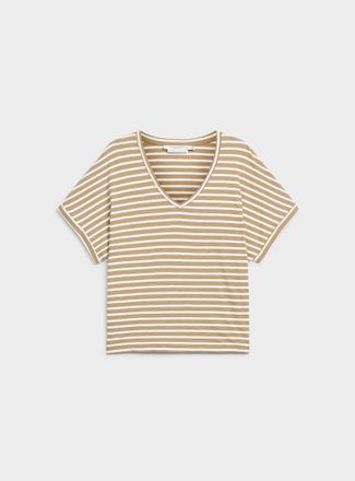 Contemporaine Womens Striped pure cotton cap-sleeve T-shirt