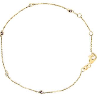 House of Brilliance 14K Yellow Gold Red Ruby and White Diamond Bezel Station Chain Bracelet at Nordstrom