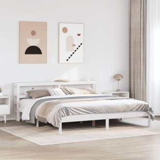 vidaXL Cama Sin Colch&oacute;n Madera Maciza De Pino Blanca 180x200 Cm Vidaxl