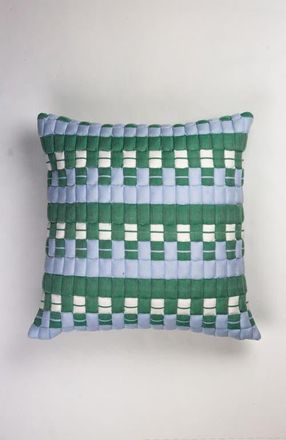 Archive New York Quilted Sujani Checkered Throw Pillow in Blue at Nordstrom, Size 20X20