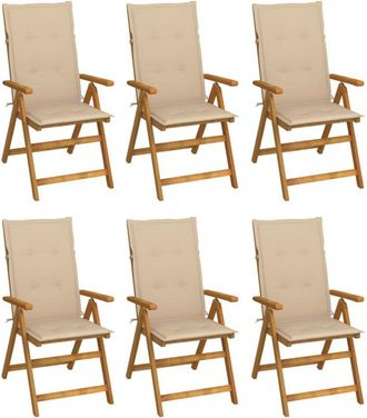 vidaXL Vidaxl - Sillas De Jard&iacute;n Plegables 6 Uds Y Cojines Madera Maciza Acacia