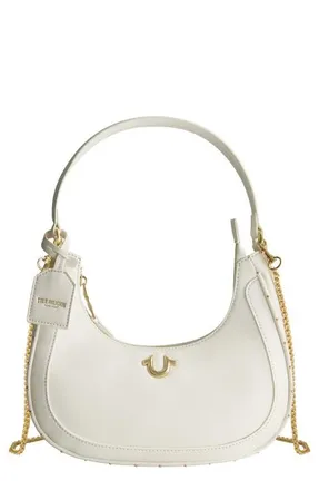 True Religion Zip Top Crescent Hobo Bag in White at Nordstrom