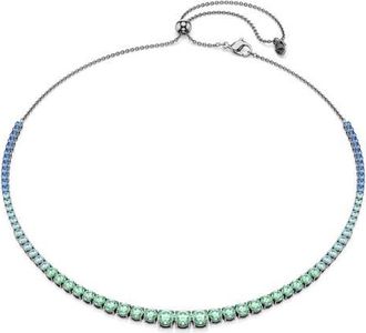 Swarovski Matrix Crystal Slider Necklace in Silver/Green at Nordstrom