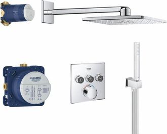 GROHE Grohterm SmartControl Regendoucheset Inbouw - inbouwboxen - antraciet knoppen - hoofddouche vierkant - staafhanddouche - chroom