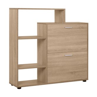 HOMCOM Zapatero De Madera Con Estanter&iacute;a Y Cubos De Entrada Pasillo 101.5x25.5x98cm