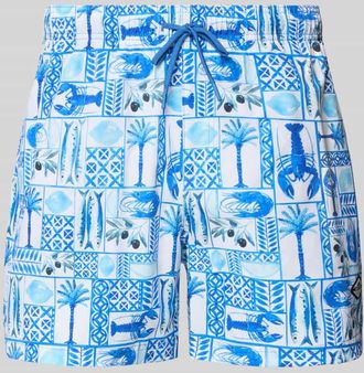 Jack & Jones Badehose im Allover-Look Modell MAUI VIBES NOVELTY in Blau, Gr&ouml;&szlig;e XXL