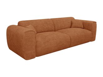 Vente-Unique Sof&aacute; cama de 4 plazas expr&eacute;s de pana terracota - Colch&oacute;n de 16 cm viscoel&aacute;stico POGNIA