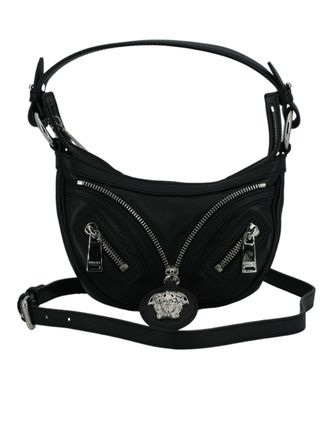 Versace Zwarte Kalfsleren Hobo Mini Schoudertas