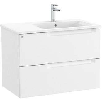 Roca Roca - Pack Mueble Base De 2 Cajones + Lavabo Aleyda Color: Blanco Mate - Medidas: 805x460x565 Mm - Posici&oacute;n Del Lavabo: Derecha