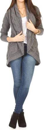 Papillon Cable Knit Cocoon Cardigan In Grey