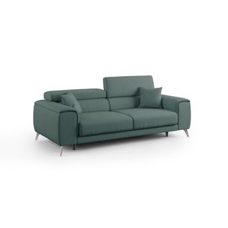Divani.Store Fusion Sof&aacute; Con Asientos Deslizantes En Tela Suave Antimanchas 215 Cm Verde